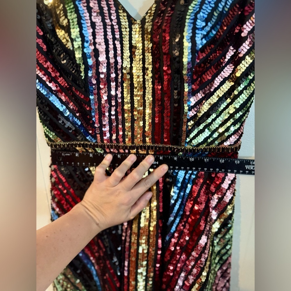 JVN by Jovani Multi Sequin V Neck Fit and Flare Short Dress JVN2540 - Picture 15 of 16